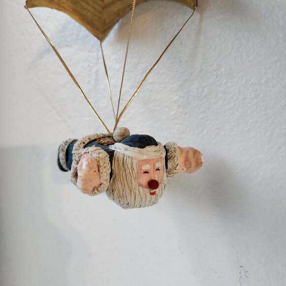 Vintage Santa Parachute Ornament – Hand-Painted Paper Mâché Whimsy! - Picture 11 of 16